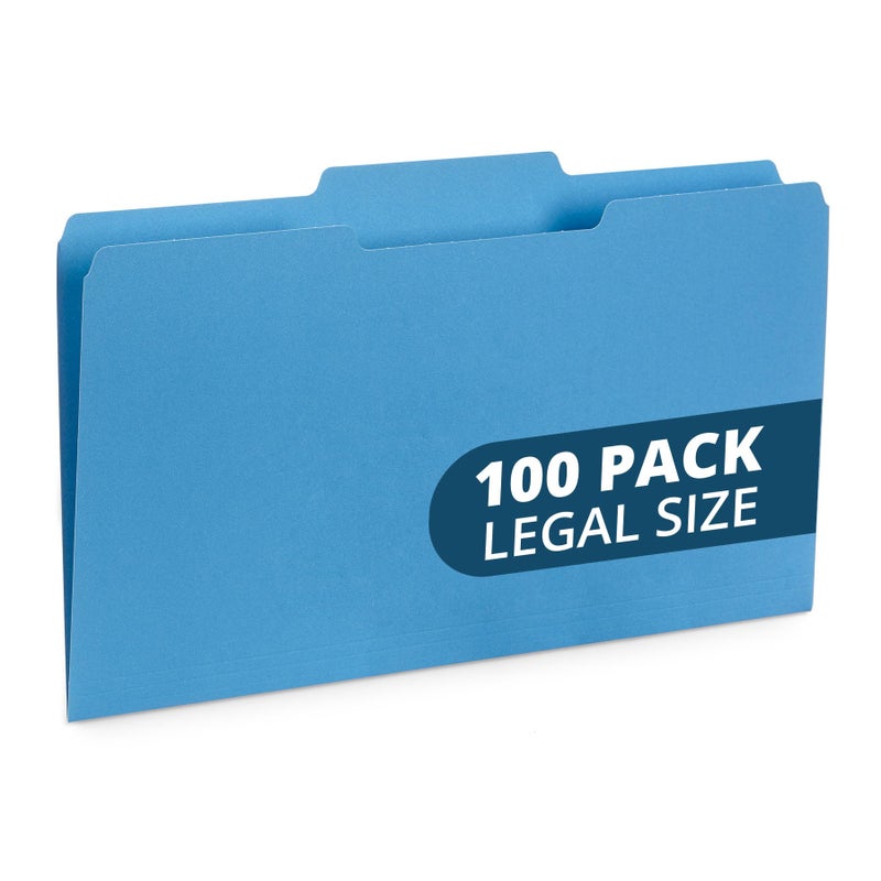 Blue Summit Supplies Blue Legal File Folders, Legal Size, 1/3 Cut Tab, Great for Organizing and Easy File Storage, File Folders 100 Count - Image 1